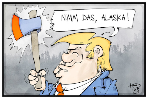 Cartoon: Alaska (medium) by Kostas Koufogiorgos tagged karikatur,koufogiorgos,illustration,cartoon,alaska,usa,wald,nationalpark,trump,umwelt,abholzung,axt,karikatur,koufogiorgos,illustration,cartoon,alaska,usa,wald,nationalpark,trump,umwelt,abholzung,axt