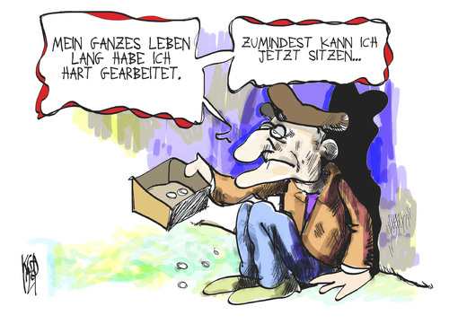 Cartoon: Altersarmut (medium) by Kostas Koufogiorgos tagged altersarmut,rente,geld,bettler,arbeit,karikatur,kostas,koufogiorgos,altersarmut,rente,geld,bettler,arbeit,karikatur,kostas,koufogiorgos