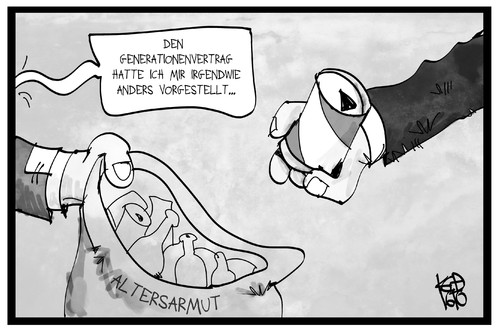 Cartoon: Altersarmut (medium) by Kostas Koufogiorgos tagged karikatur,koufogiorgos,illustration,cartoon,altersarmut,rente,dosenpfand,flaschen,sammeln,generationenvertrag,gerechtigkeit,geselllschaft,karikatur,koufogiorgos,illustration,cartoon,altersarmut,rente,dosenpfand,flaschen,sammeln,generationenvertrag,gerechtigkeit,geselllschaft