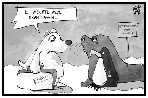 Cartoon: Antarktis (medium) by Kostas Koufogiorgos tagged karikatur,koufogiorgos,illustration,cartoon,antarktis,meer,schutzzone,umweltschutz,tierwelt,eisbär,asyl,pinguin,seehund,klimawandel,nordpol,südpol,karikatur,koufogiorgos,illustration,cartoon,antarktis,meer,schutzzone,umweltschutz,tierwelt,eisbär,asyl,pinguin,seehund,klimawandel,nordpol,südpol