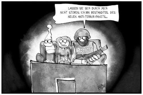 Cartoon: Anti-Terror-Paket (medium) by Kostas Koufogiorgos tagged karikatur,koufogiorgos,illustration,cartoon,anti,terror,paket,maßnahme,polizei,familie,bürger,michel,fernsehen,schutz,bewachung,sicherheit,privatsphäre,politik,karikatur,koufogiorgos,illustration,cartoon,anti,terror,paket,maßnahme,polizei,familie,bürger,michel,fernsehen,schutz,bewachung,sicherheit,privatsphäre,politik