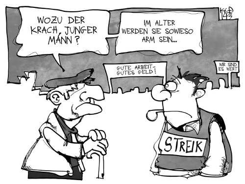 Cartoon: Arbeitskampf und Altersarmut (medium) by Kostas Koufogiorgos tagged karikatur,koufogiorgos,cartoon,illustration,streik,öffentlicher,dienst,verdi,arbeiter,demonstration,rentner,rente,altersarmut,geld,arbeitskampf,politik,arbeitsniederlegung,karikatur,koufogiorgos,cartoon,illustration,streik,öffentlicher,dienst,verdi,arbeiter,demonstration,rentner,rente,altersarmut,geld,arbeitskampf,politik,arbeitsniederlegung