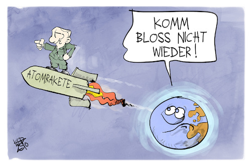 Cartoon: Atomrakete (medium) by Kostas Koufogiorgos tagged karikatur,koufogiorgos,rakete,atom,marschflugkörper,putin,welt,abschied,karikatur,koufogiorgos,rakete,atom,marschflugkörper,putin,welt,abschied