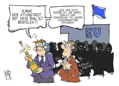 Cartoon: Atomstreit (medium) by Kostas Koufogiorgos tagged atomstreit,iran,ashton,eu,europa,aussenministerin,politik,karikatur,koufogiorgos,atomstreit,iran,ashton,eu,europa,aussenministerin,politik,karikatur,koufogiorgos