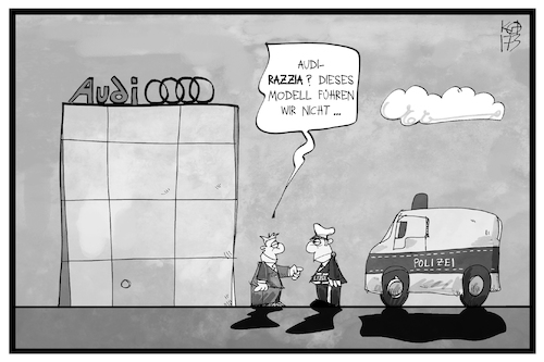 Cartoon: Audi-Razzia (medium) by Kostas Koufogiorgos tagged karikatur,koufogiorgos,illustration,cartoon,audi,dieselgate,abgasskandal,polizeo,auto,verkäufer,modell,razzia,wirtschaft,autobauer,automobilindustrie,kriminalität,betrug,karikatur,koufogiorgos,illustration,cartoon,audi,dieselgate,abgasskandal,polizeo,auto,verkäufer,modell,razzia,wirtschaft,autobauer,automobilindustrie,kriminalität,betrug