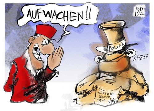 Cartoon: Aufwachen! (medium) by Kostas Koufogiorgos tagged hartz,iv,bundesverfassungsgericht,bvg,politik,regelsatz,geld,erhöhung,verfassung,innenpolitik,urteil,karikatur,kostas,koufogiorgos,hartz,bundesverfassungsgericht,bvg,politik,regelsatz,erhöhung,verfassung,innenpolitik,urteil