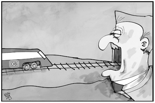 Cartoon: Bahnstreik (medium) by Kostas Koufogiorgos tagged karikatur,koufogiorgos,illustration,cartoon,bahnstreik,weselsky,gdl,tunnel,karikatur,koufogiorgos,illustration,cartoon,bahnstreik,weselsky,gdl,tunnel