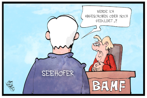 Cartoon: BAMF-Skandal (medium) by Kostas Koufogiorgos tagged karikatur,koufogiorgos,illustration,cartoon,bamf,seehofer,merkel,bremen,abschiebung,innenminister,asyl,asylpolitik,skandal,karikatur,koufogiorgos,illustration,cartoon,bamf,seehofer,merkel,bremen,abschiebung,innenminister,asyl,asylpolitik,skandal