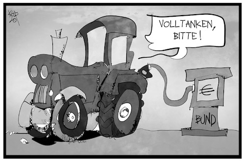 Cartoon: Bauernmilliarde (medium) by Kostas Koufogiorgos tagged karikatur,koufogiorgos,illustration,cartoon,bauern,traktor,bauernmilliarde,unterstützung,agrar,landwirtschaft,hilfe,geld,zapfsäule,anzapfen,sprit,volltanken,tankstelle,karikatur,koufogiorgos,illustration,cartoon,bauern,traktor,bauernmilliarde,unterstützung,agrar,landwirtschaft,hilfe,geld,zapfsäule,anzapfen,sprit,volltanken,tankstelle