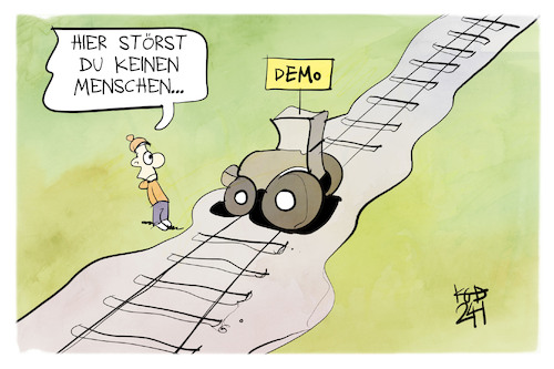 Cartoon: Bauernproteste und Bahnstreik (medium) by Kostas Koufogiorgos tagged karikatur,koufogiorgos,bahn,gleise,streik,bauern,traktor,karikatur,koufogiorgos,bahn,gleise,streik,bauern,traktor