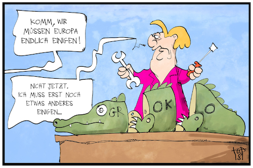 Cartoon: Baustelle Groko (medium) by Kostas Koufogiorgos tagged karikatur,koufogiorgos,illustration,cartoon,sondierung,groko,merkel,grokodil,europa,zusammenbau,einigen,bausatz,partei,politik,demokratie,regierungsbildung,karikatur,koufogiorgos,illustration,cartoon,sondierung,groko,merkel,grokodil,europa,zusammenbau,einigen,bausatz,partei,politik,demokratie,regierungsbildung