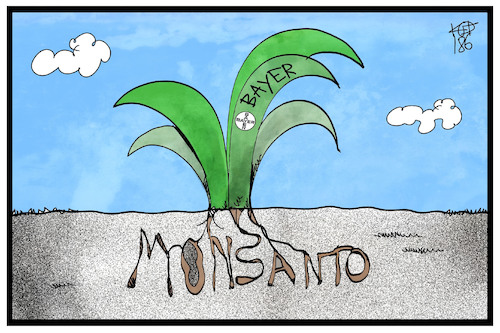 Cartoon: Bayer-Monsanto (medium) by Kostas Koufogiorgos tagged karikatur,koufogiorgos,illustration,cartoon,bayer,monsanto,firma,übernahme,pflanze,wurzel,wirtschaft,saatgut,glyphosat,chemie,karikatur,koufogiorgos,illustration,cartoon,bayer,monsanto,firma,übernahme,pflanze,wurzel,wirtschaft,saatgut,glyphosat,chemie