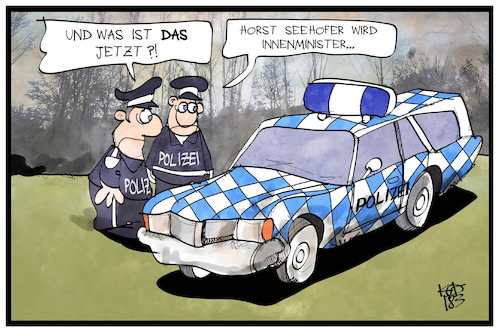 Cartoon: Bayern-Polizei (medium) by Kostas Koufogiorgos tagged karikatur,koufogiorgos,illustration,cartoon,seehofer,bayern,csu,innenministerium,polizei,sicherheit,polizist,karikatur,koufogiorgos,illustration,cartoon,seehofer,bayern,csu,innenministerium,polizei,sicherheit,polizist