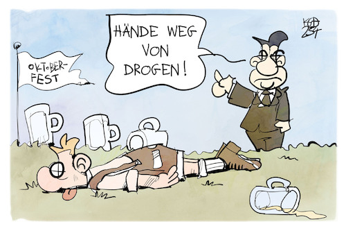 Cartoon: Bayern drogenfrei (medium) by Kostas Koufogiorgos tagged karikatur,koufogiorgos,bayern,drogen,bier,oktoberfest,söder,alkohol,schnapsleiche,karikatur,koufogiorgos,bayern,drogen,bier,oktoberfest,söder,alkohol,schnapsleiche