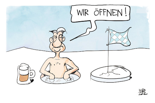 Cartoon: Bayern öffnet (medium) by Kostas Koufogiorgos tagged karikatur,koufogiorgos,illustration,cartoon,bayern,pandemie,corona,politik,söder,eis,eisbaden,lockerungen,karikatur,koufogiorgos,illustration,cartoon,bayern,pandemie,corona,politik,söder,eis,eisbaden,lockerungen