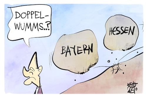 Cartoon: Bayern und Hessen (medium) by Kostas Koufogiorgos tagged karikatur,koufogiorgos,scholz,doppelwumms,bayern,hessen,landtagswahl,fels,karikatur,koufogiorgos,scholz,doppelwumms,bayern,hessen,landtagswahl,fels