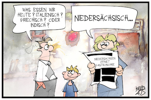 Cartoon: Beim Niedersachsen (medium) by Kostas Koufogiorgos tagged karikatur,koufogiorgos,illustration,cartoon,niedersachsen,gastronomie,essen,lockdown,lockerung,corona,pandemie,zeitung,karikatur,koufogiorgos,illustration,cartoon,niedersachsen,gastronomie,essen,lockdown,lockerung,corona,pandemie,zeitung