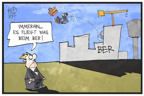 Cartoon: BER (medium) by Kostas Koufogiorgos tagged karikatur,koufogiorgos,illustration,cartoon,ber,pressesprecher,flughafen,berlin,fliegen,rauswurf,kuendigung,baustelle,grossprojekt,karikatur,koufogiorgos,illustration,cartoon,ber,pressesprecher,flughafen,berlin,fliegen,rauswurf,kuendigung,baustelle,grossprojekt