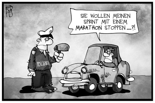 Cartoon: Blitzmarathon (medium) by Kostas Koufogiorgos tagged karikatur,koufogiorgos,illustration,cartoon,blitzmarathon,sprint,auto,autofahrer,polizist,verkehr,tempolimit,kontrolle,geschwindigkeit,karikatur,koufogiorgos,illustration,cartoon,blitzmarathon,sprint,auto,autofahrer,polizist,verkehr,tempolimit,kontrolle,geschwindigkeit