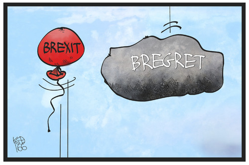 Cartoon: Bregret (medium) by Kostas Koufogiorgos tagged karikatur,koufogiorgos,illustration,cartoon,begret,brexit,konsequenz,eu,europa,referendum,grossbritannien,luftballon,felsbrocken,hoch,fallen,himmel,luft,feier,bedauern,abstimmung,politik,uk,demokratie,karikatur,koufogiorgos,illustration,cartoon,begret,brexit,konsequenz,eu,europa,referendum,grossbritannien,luftballon,felsbrocken,hoch,fallen,himmel,luft,feier,bedauern,abstimmung,politik,uk,demokratie