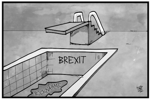 Cartoon: Brexit (medium) by Kostas Koufogiorgos tagged karikatur,koufogiorgos,illustration,cartoon,brexit,grossbritannien,uk,europa,eu,austritt,sprung,wasser,karikatur,koufogiorgos,illustration,cartoon,brexit,grossbritannien,uk,europa,eu,austritt,sprung,wasser