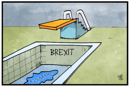 Cartoon: Brexit (medium) by Kostas Koufogiorgos tagged karikatur,koufogiorgos,illustration,cartoon,brexit,grossbritannien,uk,europa,eu,austritt,sprung,wasser,karikatur,koufogiorgos,illustration,cartoon,brexit,grossbritannien,uk,europa,eu,austritt,sprung,wasser