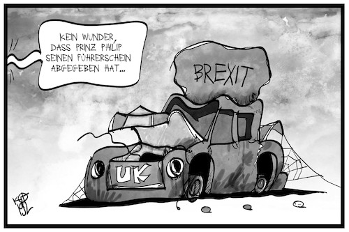 Cartoon: Brexit (medium) by Kostas Koufogiorgos tagged karikatur,koufogiorgos,illustration,cartoon,prinz,philipp,auto,brexit,uk,führerschein,unfall,karambolage,eu,austritt,karikatur,koufogiorgos,illustration,cartoon,prinz,philipp,auto,brexit,uk,führerschein,unfall,karambolage,eu,austritt