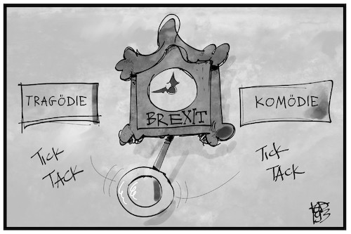 Cartoon: Brexit (medium) by Kostas Koufogiorgos tagged karikatur,koufogiorgos,illustration,cartoon,tragödie,komödie,brexit,uhr,schwanken,europa,eu,austritt,uk,grossbritannien,karikatur,koufogiorgos,illustration,cartoon,tragödie,komödie,brexit,uhr,schwanken,europa,eu,austritt,uk,grossbritannien