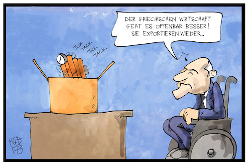 Cartoon: Briefbombe (medium) by Kostas Koufogiorgos tagged karikatur,koufogiorgos,illustration,cartoon,briefbombe,sprengsatz,paket,schäuble,wirtschaft,griechenland,anschlag,finanzminister,karikatur,koufogiorgos,illustration,cartoon,briefbombe,sprengsatz,paket,schäuble,wirtschaft,griechenland,anschlag,finanzminister