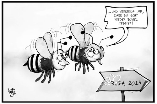 Cartoon: BUGA 2015 (medium) by Kostas Koufogiorgos tagged karikatur,koufogiorgos,illustration,cartoon,buga,bundesgartenschau,biene,trinken,natur,insekt,blumen,garten,karikatur,koufogiorgos,illustration,cartoon,buga,bundesgartenschau,biene,trinken,natur,insekt,blumen,garten
