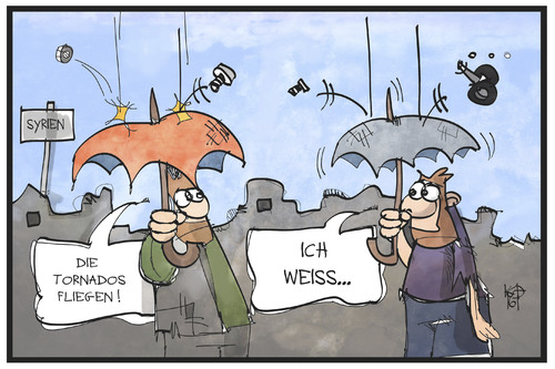 Cartoon: Bundeswehr-Ausrüstung (medium) by Kostas Koufogiorgos tagged karikatur,koufogiorgos,illustration,cartoon,tornado,bundeswehr,einsatz,syrien,ausrüstung,panne,schrott,karikatur,koufogiorgos,illustration,cartoon,tornado,bundeswehr,einsatz,syrien,ausrüstung,panne,schrott