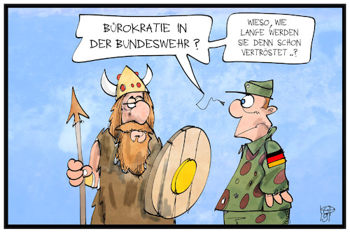 Cartoon: Bundeswehr-Mängel (medium) by Kostas Koufogiorgos tagged karikatur,koufogiorgos,illustration,cartoon,bundeswehr,rüstungsmangel,wehrbeauftragter,militär,soldat,bürokratie,ausrüstung,karikatur,koufogiorgos,illustration,cartoon,bundeswehr,rüstungsmangel,wehrbeauftragter,militär,soldat,bürokratie,ausrüstung