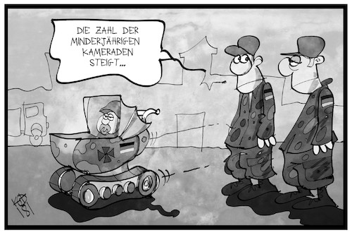 Cartoon: Bundeswehr (medium) by Kostas Koufogiorgos tagged karikatur,koufogiorgos,illustration,cartoon,bundeswehr,minderjährig,kind,panzer,kinderwagen,armee,militär,soldat,kindersoldat,karikatur,koufogiorgos,illustration,cartoon,bundeswehr,minderjährig,kind,panzer,kinderwagen,armee,militär,soldat,kindersoldat