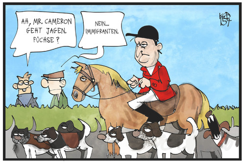 Cartoon: Cameron auf der Jagd (medium) by Kostas Koufogiorgos tagged karikatur,koufogiorgos,illustration,cartoon,cameron,grossbritannien,einwanderung,jagd,pferd,hund,flüchtlinge,asyl,politik,karikatur,koufogiorgos,illustration,cartoon,cameron,grossbritannien,einwanderung,jagd,pferd,hund,flüchtlinge,asyl,politik