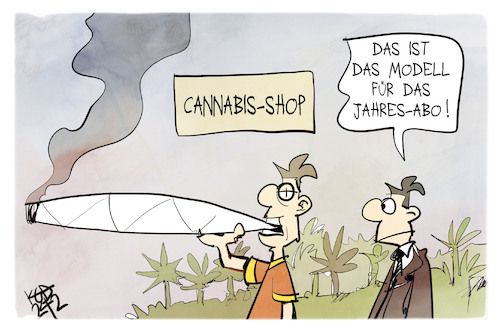 Cartoon: Cannabisgesetz (medium) by Kostas Koufogiorgos tagged karikatur,koufogiorgos,cannabis,shop,abo,joint,karikatur,koufogiorgos,cannabis,shop,abo,joint