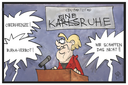 Cartoon: CDU-Parteitag (medium) by Kostas Koufogiorgos tagged karikatur,koufogiorgos,illustration,cartoon,cdu,parteitag,merkel,streit,ruhe,karlsruhe,lärm,partei,karikatur,koufogiorgos,illustration,cartoon,cdu,parteitag,merkel,streit,ruhe,karlsruhe,lärm,partei