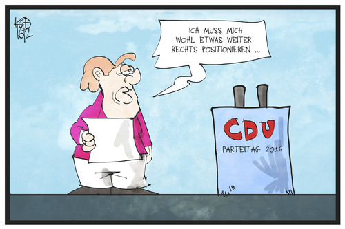 Cartoon: CDU-Parteitag (medium) by Kostas Koufogiorgos tagged karikatur,koufogiorgos,illustration,cartoon,cdu,merkel,partei,vorsitzende,rede,parteitag,rechts,mitte,konservativ,politik,christdemokraten,union,rednerpult,karikatur,koufogiorgos,illustration,cartoon,cdu,merkel,partei,vorsitzende,rede,parteitag,rechts,mitte,konservativ,politik,christdemokraten,union,rednerpult