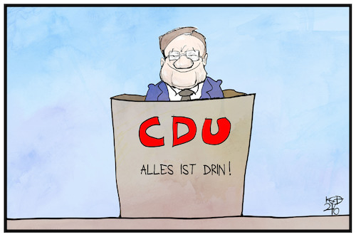 Cartoon: CDU-Wahlprogramm (medium) by Kostas Koufogiorgos tagged karikatur,koufogiorgos,illustration,cartoon,cdu,wahlprogramm,laschet,kiste,karton,karikatur,koufogiorgos,illustration,cartoon,cdu,wahlprogramm,laschet,kiste,karton