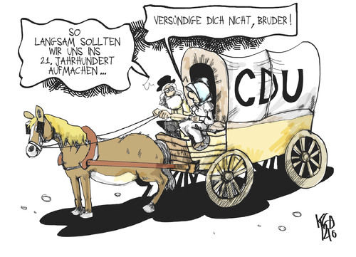 Cartoon: CDU (medium) by Kostas Koufogiorgos tagged cdu,modernisierung,pferd,wagen,partei,politik,karikatur,kostas,koufogiorgos,cdu,modernisierung,pferd,wagen,partei,politik,karikatur,kostas,koufogiorgos