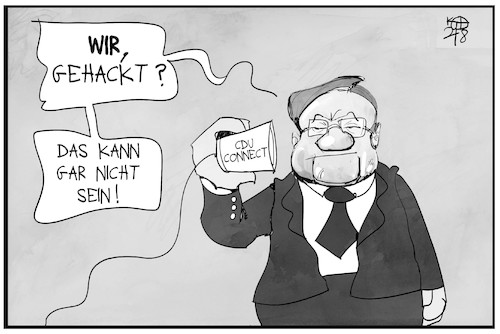 Cartoon: CDU connect (medium) by Kostas Koufogiorgos tagged karikatur,koufogiorgos,illustration,cartoon,cdu,connect,app,digitalisierung,hacker,sicherheit,technik,laschet,karikatur,koufogiorgos,illustration,cartoon,cdu,connect,app,digitalisierung,hacker,sicherheit,technik,laschet