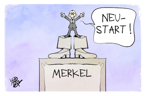 Cartoon: CDU Grundsatzprogramm (medium) by Kostas Koufogiorgos tagged karikatur,koufogiorgos,cdu,grundsatzprogramm,merkel,merz,statue,karikatur,koufogiorgos,cdu,grundsatzprogramm,merkel,merz,statue