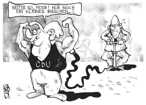 Cartoon: CDU und SPD (medium) by Kostas Koufogiorgos tagged merkel,spd,cdu,steinbrück,wahl,bundestag,kanzlerin,kanzlerkandidat,umfrage,karikatur,kostas,koufogiorgos,cdu,spd,merkel,steinbrück,wahl,bundestag,kanzlerin,kanzlerkandidat,umfrage,karikatur,kostas,koufogiorgos