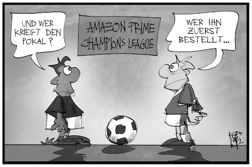 Cartoon: Champions League-Rechte (medium) by Kostas Koufogiorgos tagged karikatur,koufogiorgos,illustration,cartoon,champions,league,fussball,prime,amazon,pokal,bestellen,kaufen,lieferung,sport,fernsehen,streamen,übertragung,rechte,karikatur,koufogiorgos,illustration,cartoon,champions,league,fussball,prime,amazon,pokal,bestellen,kaufen,lieferung,sport,fernsehen,streamen,übertragung,rechte