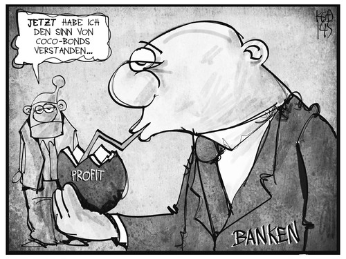 Cartoon: Coco-Bonds (medium) by Kostas Koufogiorgos tagged karikatur,koufogiorgos,illustration,cartoon,wirtschaft,coco,bonds,anleihe,banker,bank,bonus,michel,geld,profit,karikatur,koufogiorgos,illustration,cartoon,wirtschaft,coco,bonds,anleihe,banker,bank,bonus,michel,geld,profit