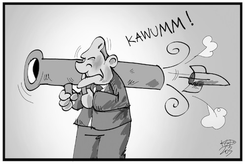 Cartoon: Corona-Bazooka (medium) by Kostas Koufogiorgos tagged karikatur,koufogiorgos,illustration,cartoon,corona,bazooka,scholz,rettungspaket,finanzhilfe,pandemie,karikatur,koufogiorgos,illustration,cartoon,corona,bazooka,scholz,rettungspaket,finanzhilfe,pandemie