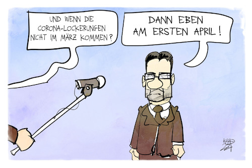 Cartoon: Corona-Lockerungen (medium) by Kostas Koufogiorgos tagged karikatur,koufogiorgos,illustration,cartoon,buschmann,interview,reporter,medien,lockerungen,aprilscherz,april,karikatur,koufogiorgos,illustration,cartoon,buschmann,interview,reporter,medien,lockerungen,aprilscherz,april