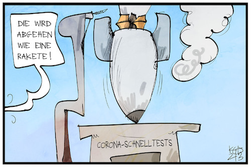 Cartoon: Corona-Schnelltests (medium) by Kostas Koufogiorgos tagged karikatur,koufogiorgos,illustration,cartoon,schnelltest,corona,rakete,schnelligkeit,karikatur,koufogiorgos,illustration,cartoon,schnelltest,corona,rakete,schnelligkeit