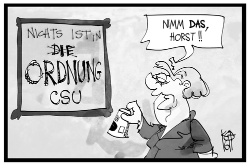 Cartoon: CSU-Die Ordnung (medium) by Kostas Koufogiorgos tagged karikatur,koufogiorgos,illustration,cartoon,csu,ordnung,grundsatz,programm,partei,parteitag,merkel,graffiti,streit,cdu,konflikt,politik,karikatur,koufogiorgos,illustration,cartoon,csu,ordnung,grundsatz,programm,partei,parteitag,merkel,graffiti,streit,cdu,konflikt,politik