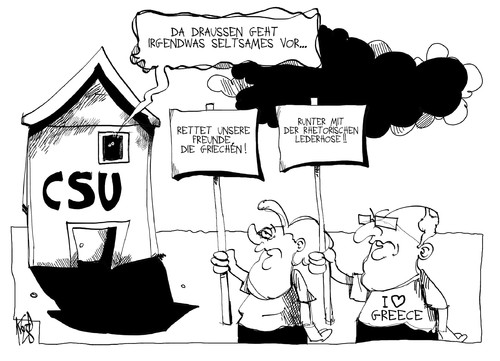 Cartoon: CSU (medium) by Kostas Koufogiorgos tagged csu,merkel,brüderle,dobrindt,fdp,cdu,koalition,regierung,griechenland,kritik,europa,karikatur,kostas,koufogiorgos,csu,merkel,brüderle,dobrindt,fdp,cdu,koalition,regierung,griechenland,kritik,europa,karikatur,kostas,koufogiorgos