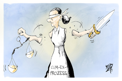 Cartoon: Cum-Ex-Prozess (medium) by Kostas Koufogiorgos tagged karikatur,koufogiorgos,cum,ex,justitia,prozess,rechtsstaat,karikatur,koufogiorgos,cum,ex,justitia,prozess,rechtsstaat
